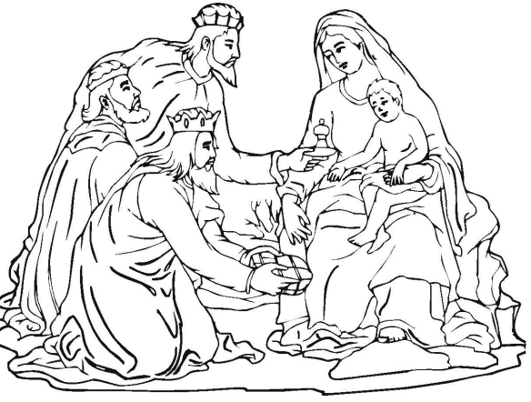 Reis Magos Oferecem Prendas ao Menino Jesus