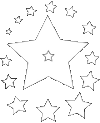 Estrelas de vários tamanhos e uma estrela central grande