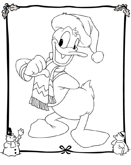 Desenho de Donald com cachecol e gorro